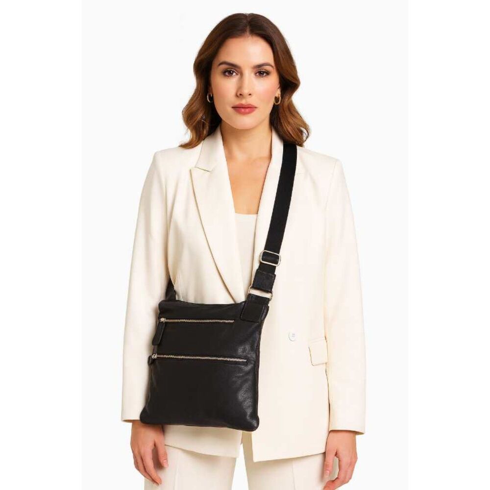 Margot Crossbody Bag Satchel Purse Shoulder Handbag Black Leather Woman's Womens